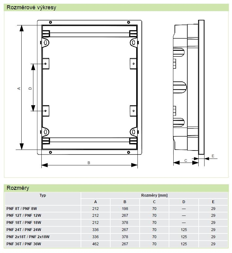 Rozvodnice plastová zapuštěná PNF 2x18W, bílé dveře, IP40 (Noark) (101521)