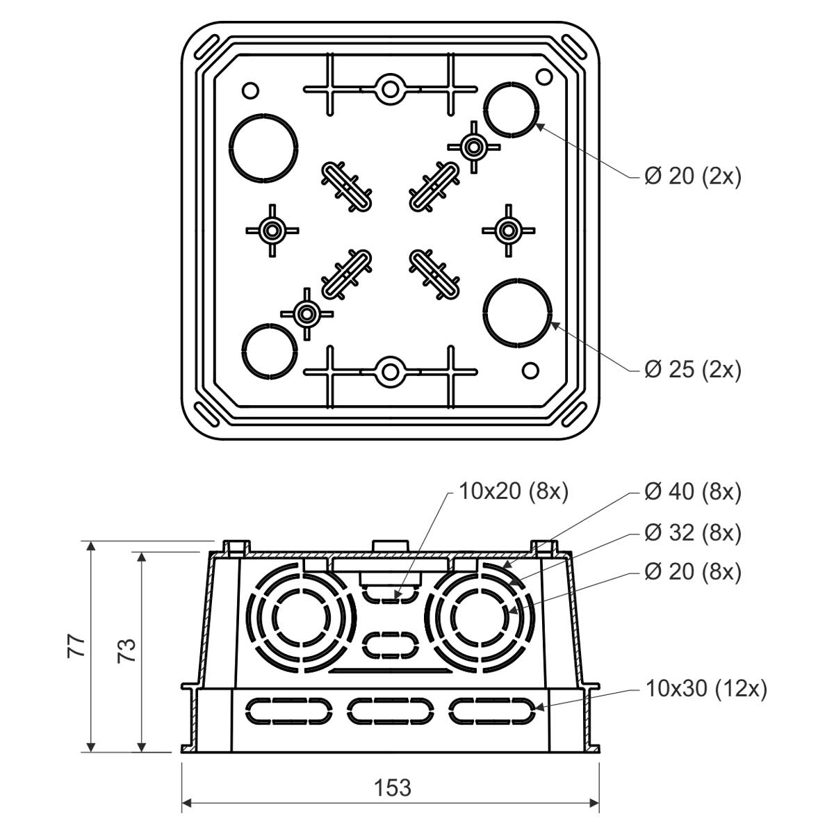KO 125 E / EQ 02_KA - krabice pod omítku s ekvipotenciální svorkovnicí EQ 02, Kopos