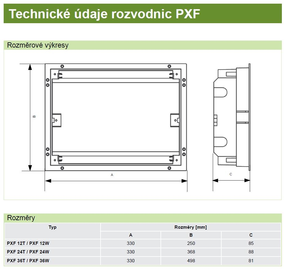 Rozvodnice plastová zapuštěná PXF 12W, IP40, bílé dveře, (Noark), (101532)