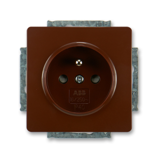 Zásuvka jednonásobná, clonky, 5518G-A02359 H1, ABB, Swing®, Swing®L, hnědá