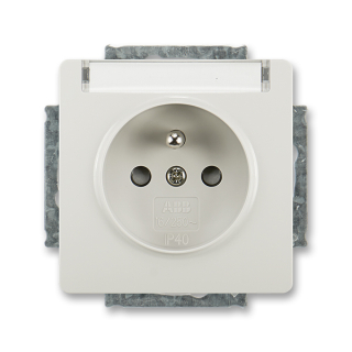 Zásuvka jednonásobná, clonky, popisové pole, 5518G-A02352 S1, ABB, Swing®, Swing®L, světle šedá - skladem 2 ks