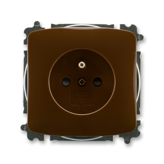Zásuvka jednonásobná bezšroubová, s clonkami, 6619A-A06357 H, ABB, Tango, hnědá