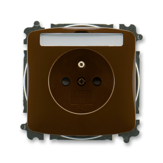 Zásuvka bezšroubová, s clonkami, s popisovým polem, 6619A-A06352 H, ABB, Tango, hnědá