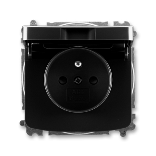 Zásuvka jednonásobná bezšroubová, s clonkami, s víčkem, 6619A-A06397 N, ABB, Tango, černá