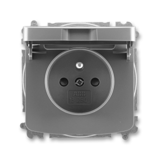 Zásuvka jednonásobná bezšroubová, s clonkami, s víčkem, 6619A-A06397 S2, ABB, Tango, kouřová šedá