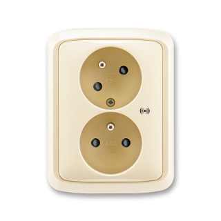 Zásuvka dvojnásobná bezšroubová s ochranou před přepětím, 5583A-C02357 C, ABB, Tango, slonová kost