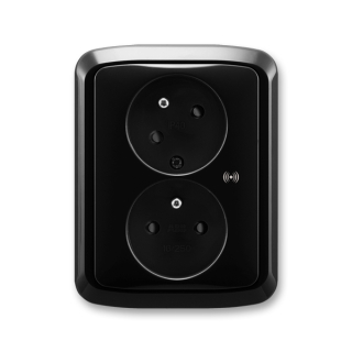 Zásuvka dvojnásobná bezšroubová s ochranou před přepětím, 5583A-C02357 N, ABB, Tango, černá