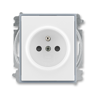 Zásuvka jednonásobná bezšroubová, s clonkami, 6619E-A06357 04, ABB, Element®, bílá / ledová šedá