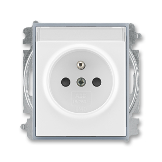 Zásuvka jednonásobná s clonkami, s popisovým polem, 6619E-A06352 04, ABB, Element®, bílá / ledová šedá