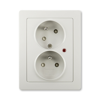 Zásuvka kompletní dvojnásobná, pootočená, přepěťová ochrana, 5593J-C02357 S1, ABB, Swing®L, světle šedá