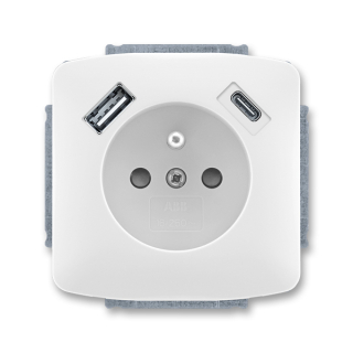 Zásuvka s USB nabíjením (USB-A+ USB-C), bezšroubová, 5569A-A32357 B, ABB, Tango, bílá