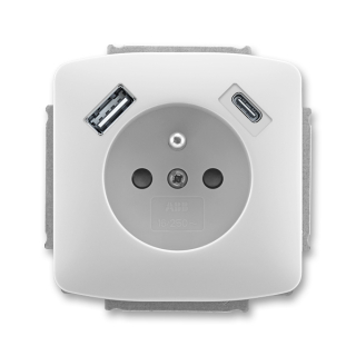 Zásuvka s USB nabíjením (USB-A + USB-C), bezšroubová, 5569A-A32357 S, ABB, Tango, šedá