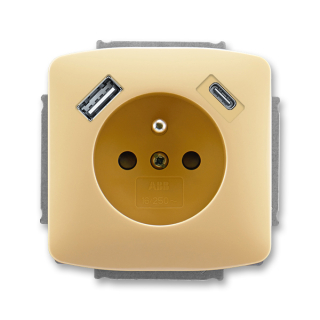 Zásuvka s USB nabíjením (USB-A + USB-C), bezšroubová, 5569A-A32357 D, ABB, Tango, béžová