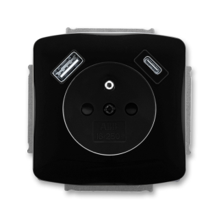 Zásuvka s USB nabíjením (USB-A + USB-C), bezšroubová, 5569A-A32357 N, ABB, Tango, černá