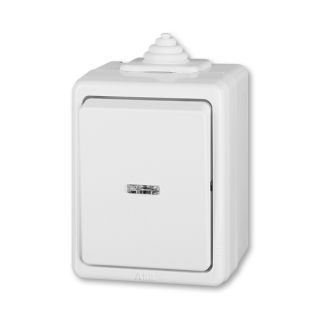 Spínač řazení 1/0So, 1/0S (ovládač), IP 44, 3553-91922 B, ABB, Praktik, bílá