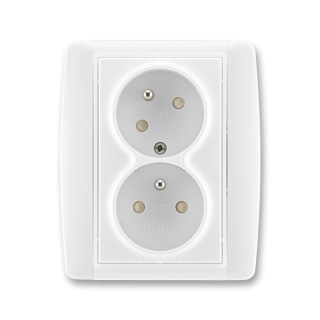 Zásuvka dvojnásobná bezšroubová, s clonkami, pootočená, 5513E-C02357 03, ABB, Element, bílá / bílá