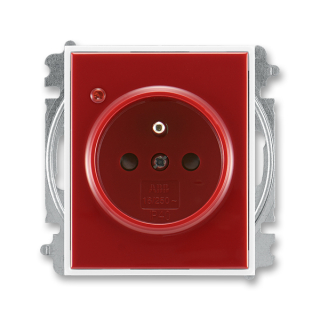 Zásuvka bezšroubová s ochranou před přepětím, 5599E-A02357 13, ABB, Time®, Element®, karmínová / bílá