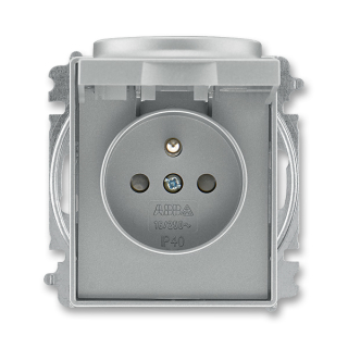 Zásuvka jednonásobná bezšroubová, s clonkami a s víčkem, 6619E-A06397 36, ABB, Time®, Time® Arbo, ocelová