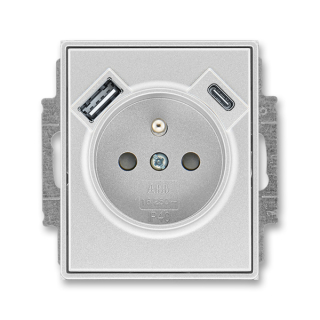 Zásuvka s USB nabíjením (USB-A+ USB-C), bezšroubová, 5569E-A32357 08, ABB, Time®, Time® Arbo, titanová