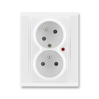 Zásuvka dvojnásobná bezšroubová s ochranou před přepětím, 5593F-C02357 03, ABB, Time®, bílá / bílá
