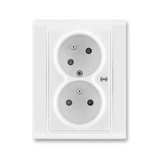 Zásuvka dvojnásobná bezšroubová s ochranou před přepětím, 5583F-C02357 03, ABB, Time®, bílá / bílá