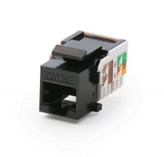Zásuvka datová RJ45-8 Cat.5 černá, (Keystone) - pro šikmé kryty s nosnou maskou, KEJ-C5E-U-BK, Keline