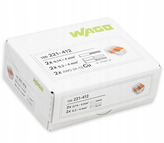 Svorka Wago 221-412, 2x0,08-4mm CYA - balení 100ks