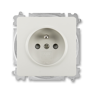 Zásuvka jednonásobná bezšroubová, s integrovanými clonkami, 6619G-A06357 S1, ABB, Swing®, světle šedá
