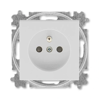 Zásuvka jednonásobná 55×55, s ochranným kolíkem, s clonkami, 6619H-A06557 16, ABB, Levit®, šedá