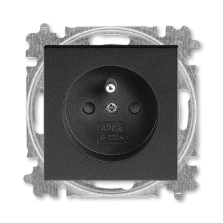 Zásuvka jednonásobná 55×55, s ochranným kolíkem, s clonkami, 6619H-A06557 63, ABB, Levit®M, onyx