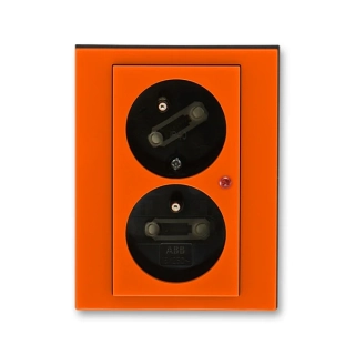 Zásuvka dvojnásobná bezšroubová s ochranou před přepětím, 5593H-C02357 66, ABB, Levit®, oranžová / kouřová černá
