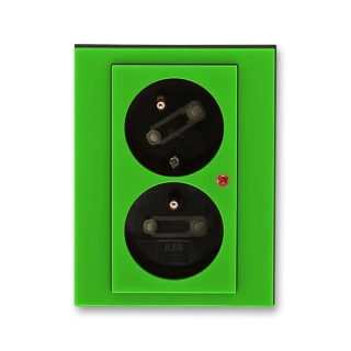 Zásuvka dvojnásobná bezšroubová s ochranou před přepětím, 5593H-C02357 67, ABB, Levit®, zelená / kouřová černá