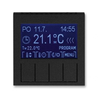 Termostat univerzální programovatelný - ovládací část, 3292H-A10301 63, ABB, Levit®M, onyx / kouřová černá