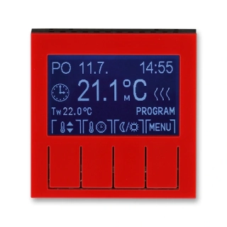Termostat univerzální programovatelný - ovládací část, 3292H-A10301 65, ABB, Levit®, červená / kouřová černá