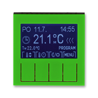 Termostat univerzální programovatelný - ovládací část, 3292H-A10301 67, ABB, Levit®, zelená / kouřová černá