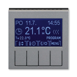 Termostat univerzální programovatelný - ovládací část, 3292H-A10301 69, ABB, Levit®M, ocelová / kouřová černá