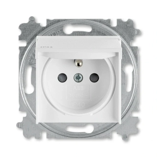 Zásuvka s víčkem, s clonkami, IP 44, 6619H-A06997 03, ABB, Levit®, bílá / bílá