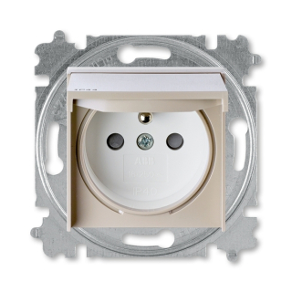 Zásuvka s víčkem, s clonkami, IP 44, 6619H-A06997 18, ABB, Levit®, macchiato / bílá