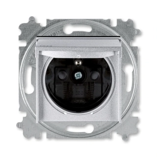Zásuvka s víčkem, s clonkami, IP 44, 6619H-A06997 70, ABB, Levit®M, titanová / kouřová černá
