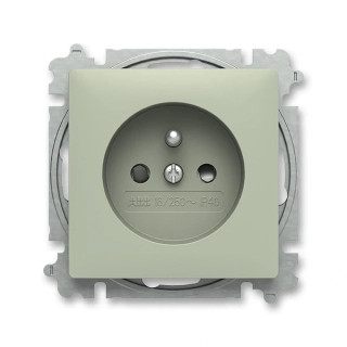 Zásuvka jednonásobná, bezšroubová, s clonkami, 6619T-A06657 243, ABB, Zoni®, olivová