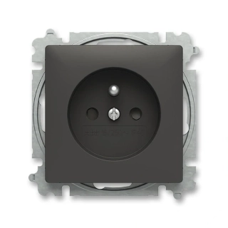 Zásuvka jednonásobná, bezšroubová, s clonkami, 6619T-A06657 237, ABB, Zoni®, matná černá