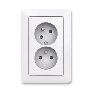 Zásuvka dvojnásobná bezšroubová, s clonkami, pootočená, 5513T-C02157 500, ABB, Zoni®, bílá