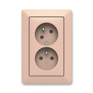 Zásuvka dvojnásobná bezšroubová, s clonkami, pootočená, 5513T-C02157 142, ABB, Zoni®, pudrová / bílá