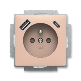 Zásuvka s USB nabíjením (USB-A + USB-C), bezšroubová, 5569T-A32357 242, ABB, Zoni®, pudrová