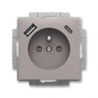 Zásuvka s USB nabíjením (USB-A + USB-C), bezšroubová, 5569T-A32357 244, ABB, Zoni®, greige