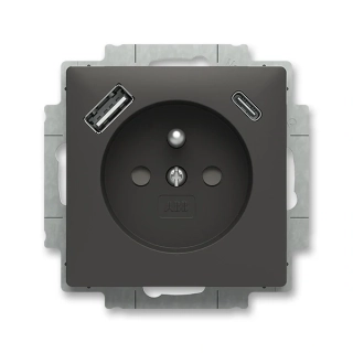 Zásuvka s USB nabíjením (USB-A + USB-C), bezšroubová, 5569T-A32357 237, ABB, Zoni®, matná černá