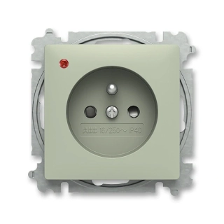 Zásuvka bezšroubová s ochranou před přepětím, 6699T-A06657 243, ABB, Zoni®, olivová