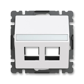 Kryt zásuvky datové a reproduktorové, se dvěma otvory, 5014T-A00418 500, ABB, Zoni®, bílá