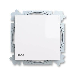 Zásuvka s víčkem, s clonkami, IP 44, 6619T-A06995 500, ABB, Zoni®, bílá