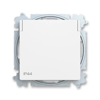 Zásuvka s víčkem, s clonkami, IP 44, 6619T-A06995 240, ABB, Zoni®, matná bílá